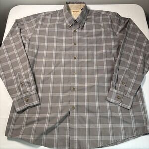 Wrangler Authentics Men's Gray Plaid Long Sleeve Button-Down Shirt Casual Large